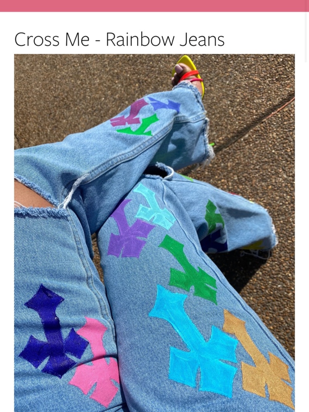 Cross Me Rainbow Patchwork Women’s Jeans - “Chrome Heart Inspired”